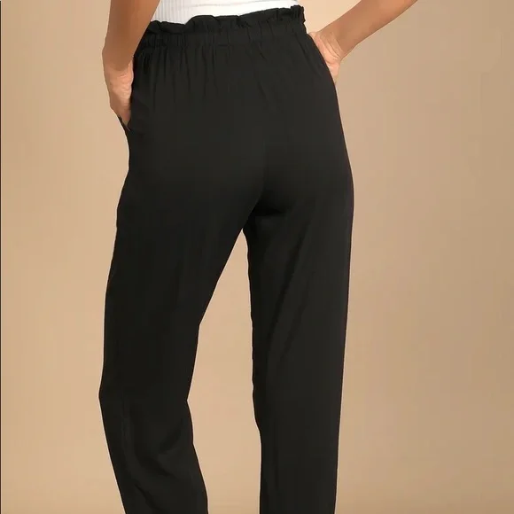 Lulus Sebastian jersey black paper bag pants - Picture 7 of 12